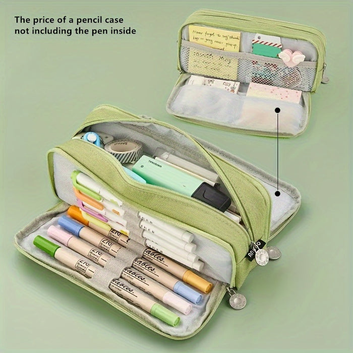 Large Capacity 3-Layer Pencil Case for Students: Japanese/Korean Style Multifunctional Pencil Bag