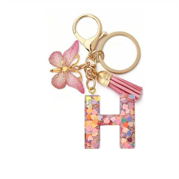 1pc Initial Letter Keychain Pendant Resin Letter Keychain Purse Backpack Accessories