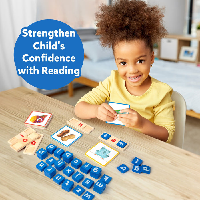 Coogam Wooden Short Vowel Reading Alphabet Sorting Spelling Game, Website CVC Word Learning Flashcards Alphabet Puzzle Youngsters's Educational Toy Gift 3-4-5 Years Old