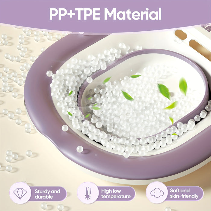 Wider Sitz Bath Kit - 1pc Collapsible Toilet Seat for Hemorrhoids, Postpartum Care with Deeper Bowl, Plastic, Drain Holes and Flusher Hose