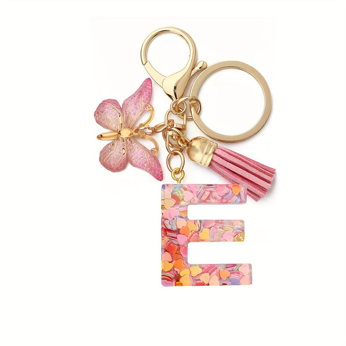 1pc Initial Letter Keychain Pendant Resin Letter Keychain Purse Backpack Accessories