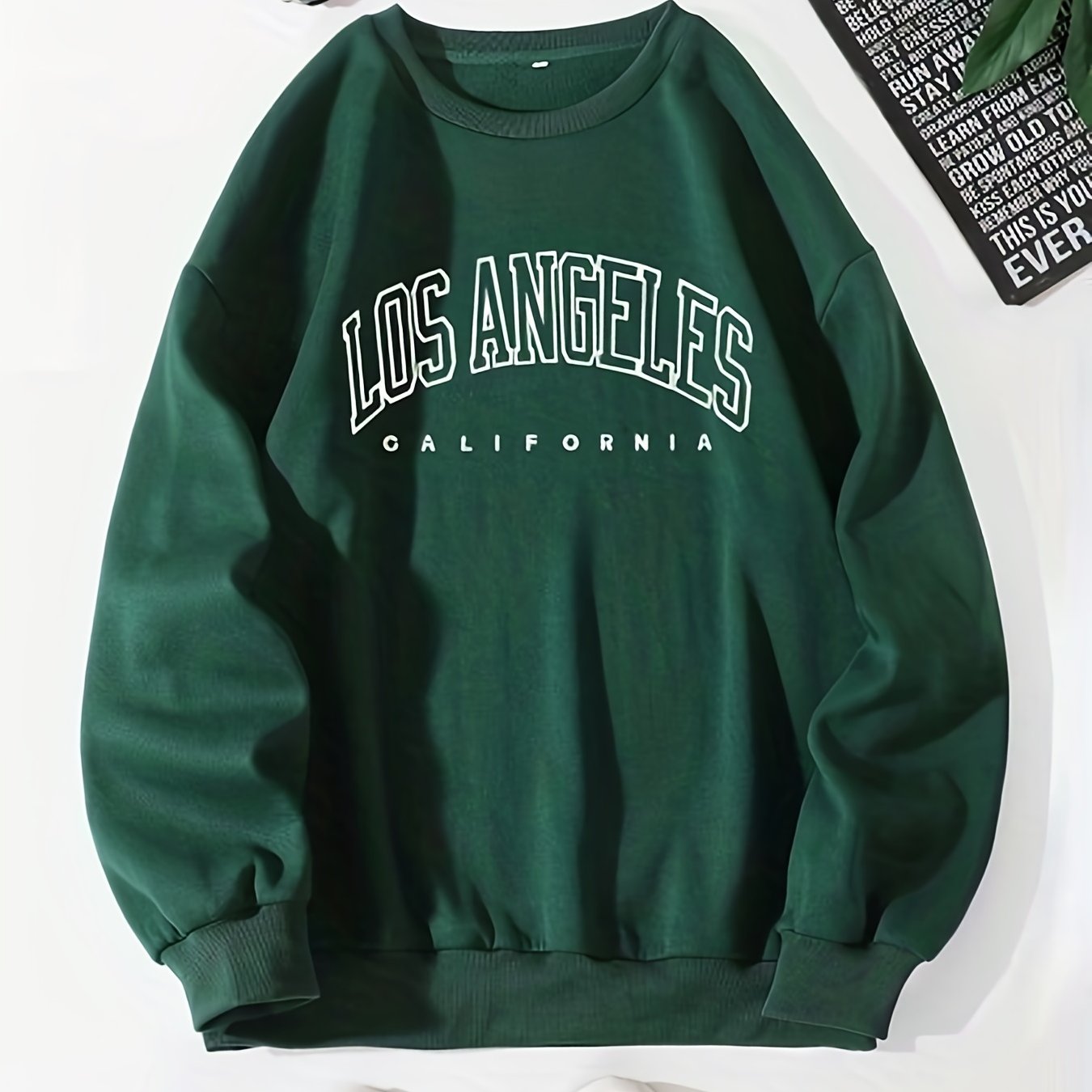 Los Angeles Print Preppy Crewneck Sweatshirt for Women, Long Sleeve Winter Fall Casual Cozy Sweatshirt