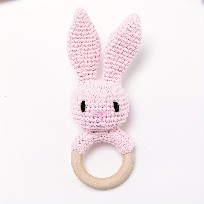 Crochet Bunny Youngsters Rattle, Cute Rabbit Gripping Toy, Youngsters Wooden Hand Rattle, Hand Rattle Toy Gift Box, Christmas Easter Gift