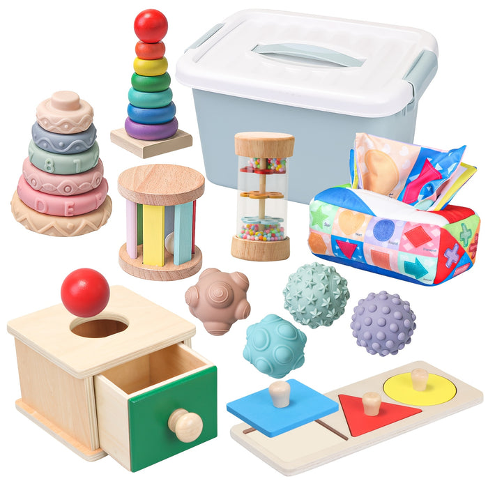 Youngsters's and Youngsters Toys Suitable for 6-12 Months Old Youngsters, 1 Year Old, 8-in-1 Learning and Educational Set Wooden Sensory Toys Suitable for 12-18 Months Old Youngsters, Youngsters Birthday Gifts, Christmas, Hal