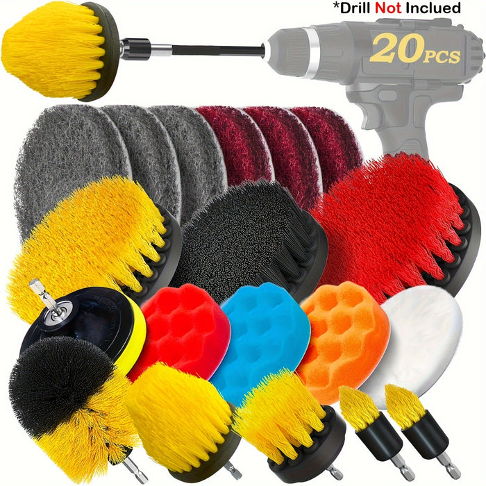 3/7/11/20/21/31pcs Drill Brush Attachment Set, Power Scrubber Wash Cleaning Brushes Tool Kit, All Purpose Drill Brush with Extension for Grout Floor, Tub Shower Tile, Bathroom, Kitchen Surface And Car