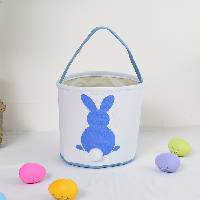 1pc Personalized Easter Basket with Embroidered Name - Cute Foldable Polyester Egg Hunt Basket, Lightweight & Hand Washable, Perfect for Easter Egg Hunts and Gifts, Personalized Gifts | Pastel Colored Basket | Foldable Design