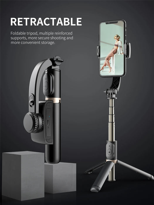 Roreta Gimbal Stabilizer Selfie Stick Foldable Wireless Tripod with Bluetooth