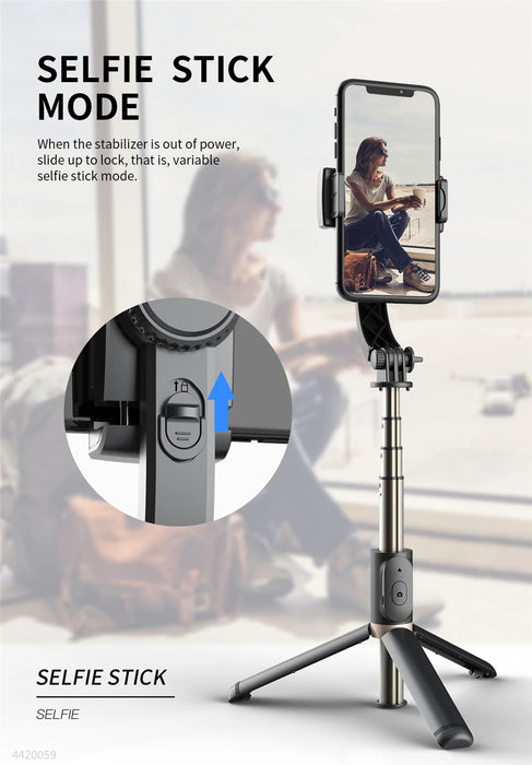Roreta Gimbal Stabilizer Selfie Stick Foldable Wireless Tripod with Bluetooth