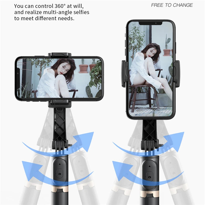 Roreta Gimbal Stabilizer Selfie Stick Foldable Wireless Tripod with Bluetooth