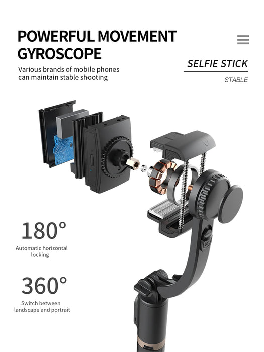 Roreta Gimbal Stabilizer Selfie Stick Foldable Wireless Tripod with Bluetooth