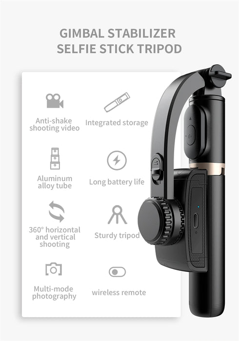 Roreta Gimbal Stabilizer Selfie Stick Foldable Wireless Tripod with Bluetooth