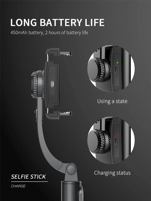 Roreta Gimbal Stabilizer Selfie Stick Foldable Wireless Tripod with Bluetooth