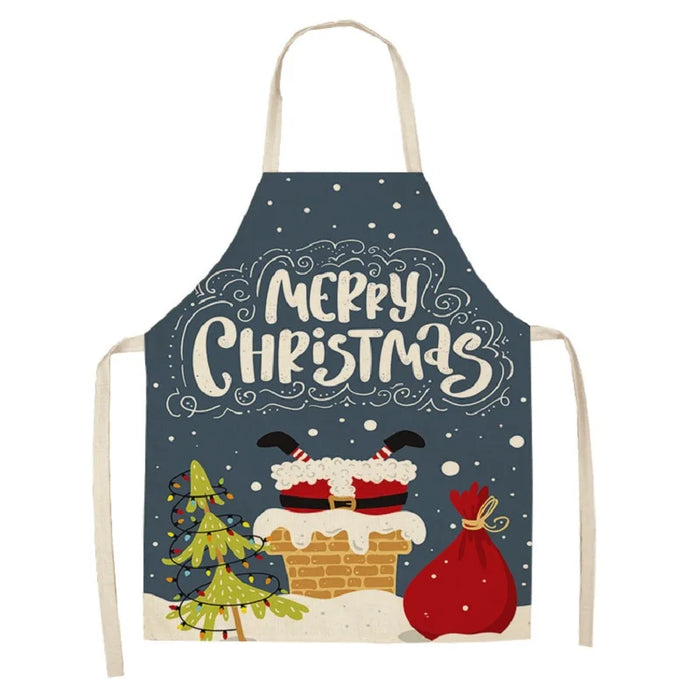 Linen Merry Christmas Apron Christmas Decorations for Home Kitchen