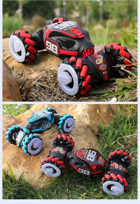 Rc Stunt Car Dual Remote Control Watch Gesture Sensor Drift 2.4GHz 4wd Rotation Deformation Electric Toy for Kids Boys Christmas