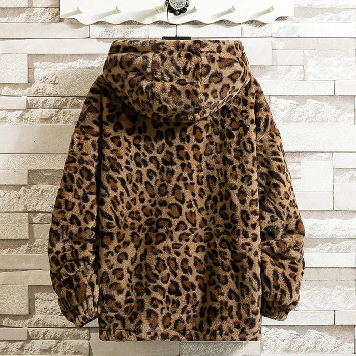 Leopard Print Jacket Loose and Comfortable Cotton-padded