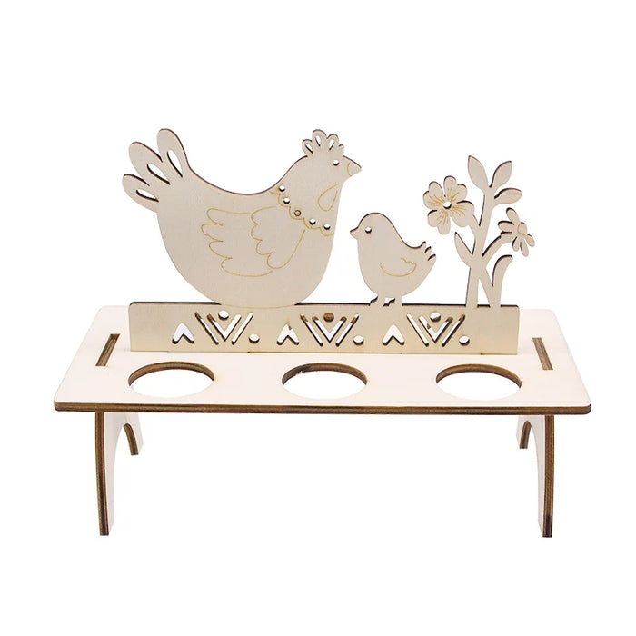 Easter Decoration for Home Wooden Easter Egg Holder Shelves DIY Craft Handmade Ornaments Kids Gift Happy Easter Party Decor 2025