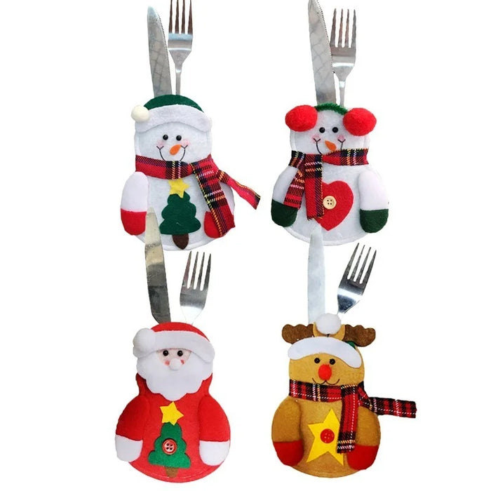 Christmas Knife And Fork Cover Christmas Sticker Hat