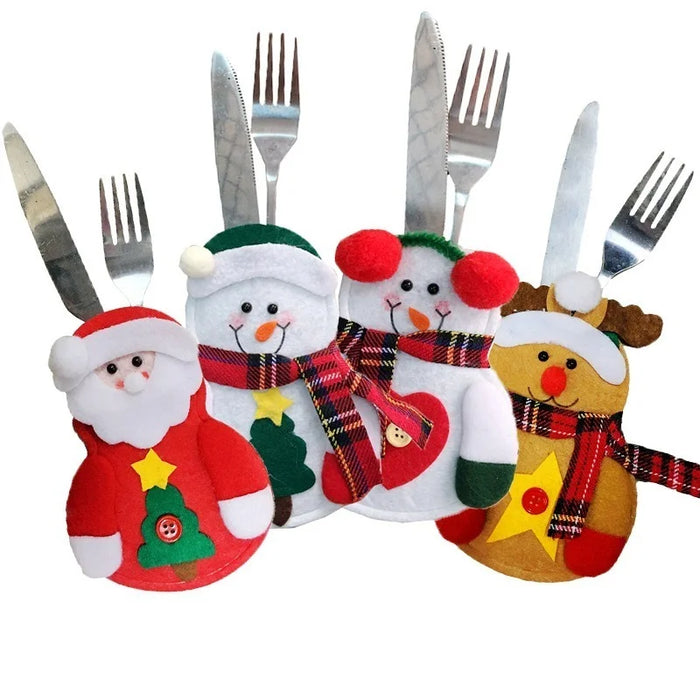 Christmas Knife And Fork Cover Christmas Sticker Hat