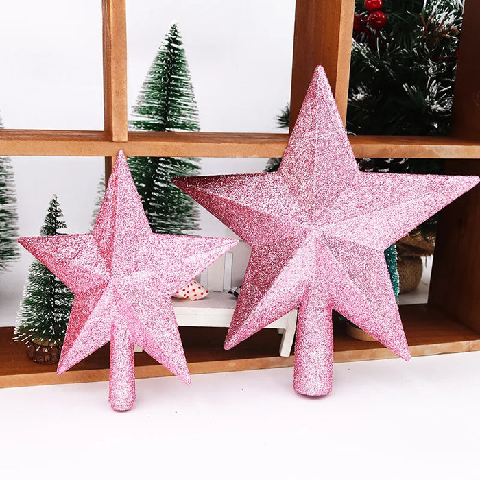 Christmas Tree Top Star Decorations, Shiny Gold Powder, Five-Pointed Star