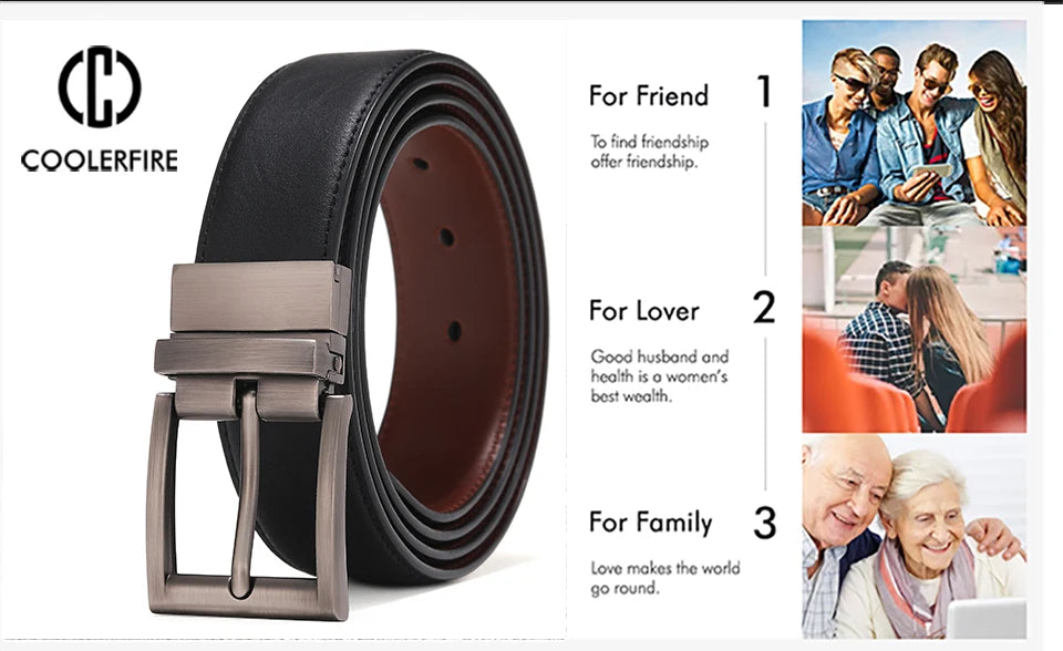 Men Reversible Casual High Quality Belt Man Genuine Leather Belt Male Strap Luxury Trouser Jeans Dress Belt For Men