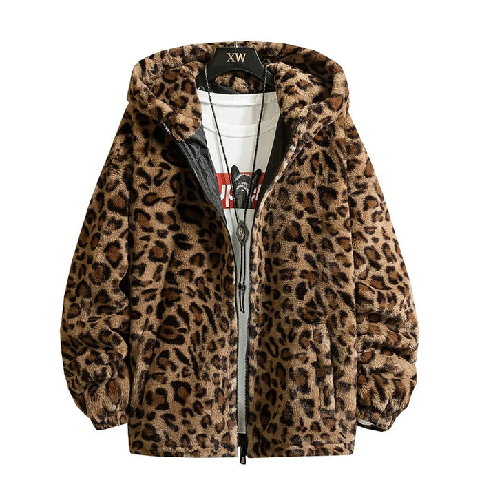 Leopard Print Jacket Loose and Comfortable Cotton-padded