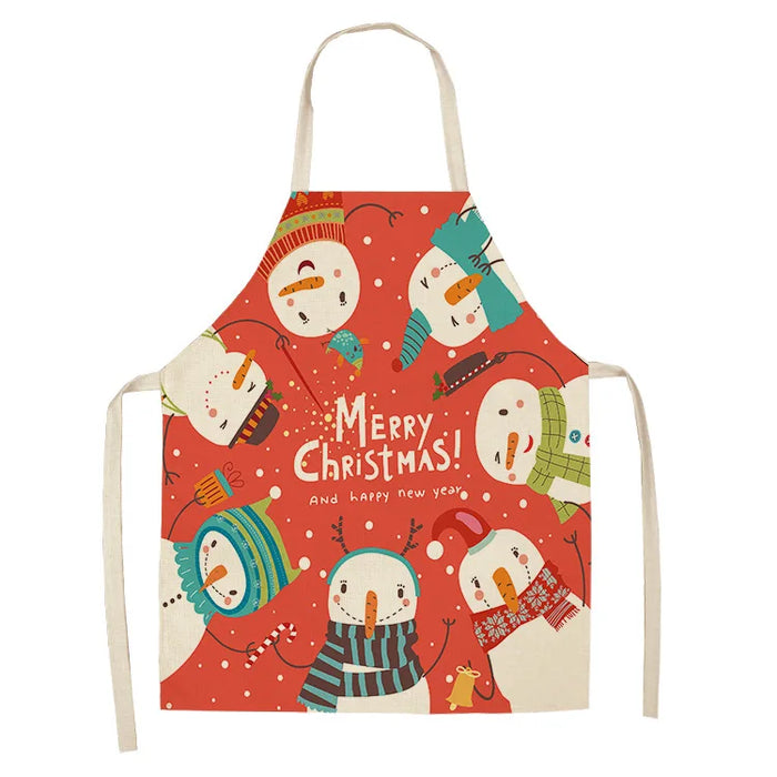 Linen Merry Christmas Apron Christmas Decorations for Home Kitchen