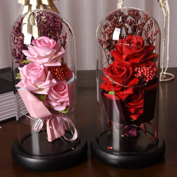 1pc Rose LED Eternal Flower Rose Artificial Flower Christmas Wedding Valentine's Day Birthday Gift Home Decor