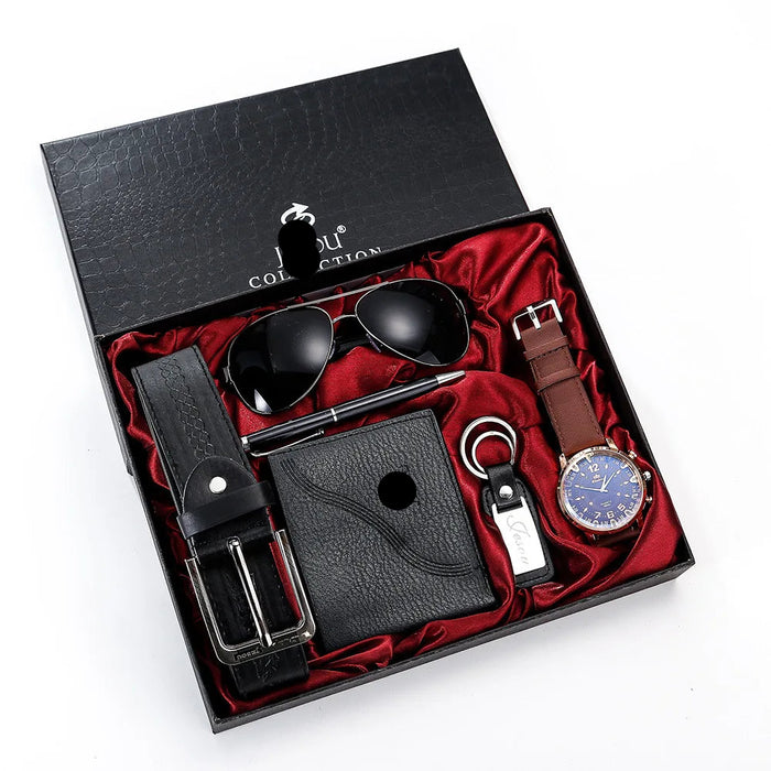 6Pcs/Set Fashion Mens Watches Set Gift Box Best Gifts Luxury for Men