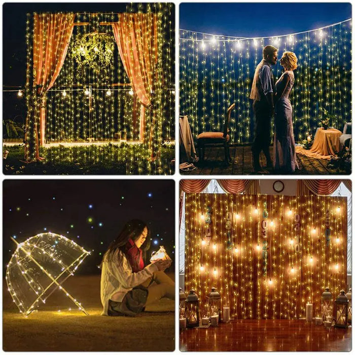 Christmas Lights Curtain Garland Decorations For Home