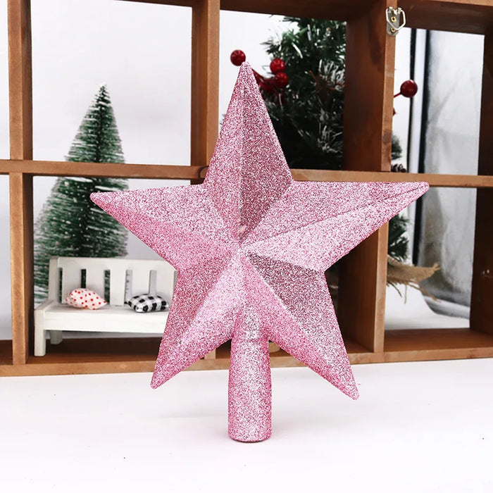 Christmas Tree Top Star Decorations, Shiny Gold Powder, Five-Pointed Star