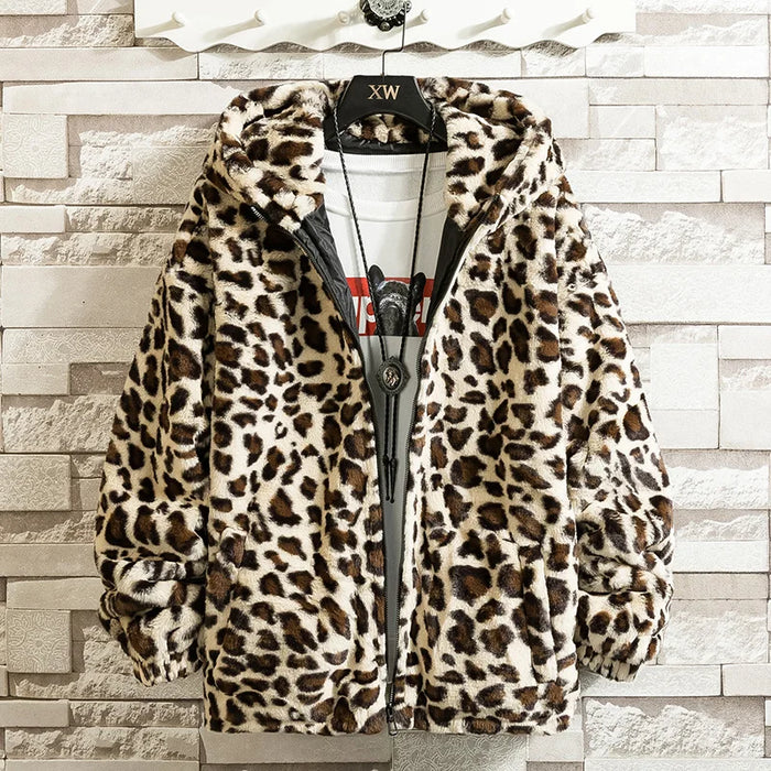 Leopard Print Jacket Loose and Comfortable Cotton-padded