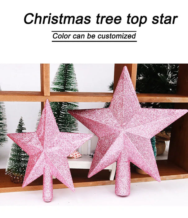 Christmas Tree Top Star Decorations, Shiny Gold Powder, Five-Pointed Star