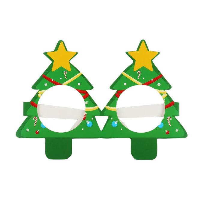 9pcs Santa Claus Xmas Tree Elk Paper Glasses Frame Christmas Glasses