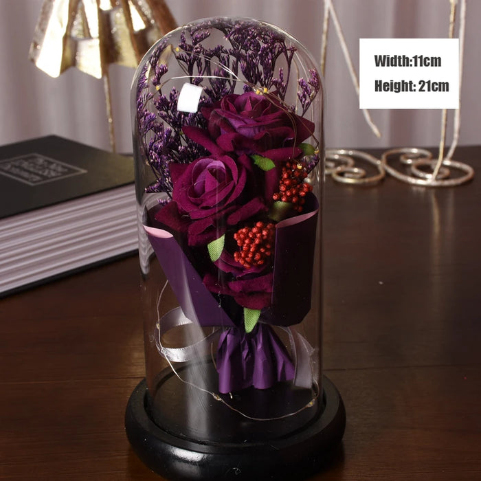 1pc Rose LED Eternal Flower Rose Artificial Flower Christmas Wedding Valentine's Day Birthday Gift Home Decor