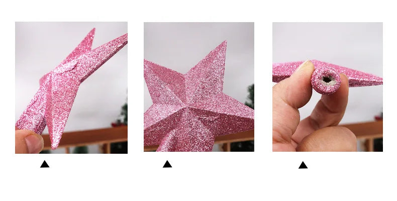 Christmas Tree Top Star Decorations, Shiny Gold Powder, Five-Pointed Star