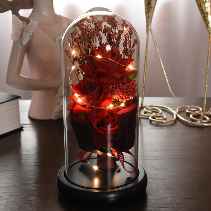 1pc Rose LED Eternal Flower Rose Artificial Flower Christmas Wedding Valentine's Day Birthday Gift Home Decor