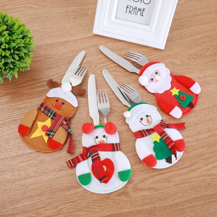 Christmas Knife And Fork Cover Christmas Sticker Hat