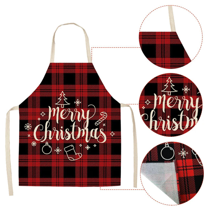 Linen Merry Christmas Apron Christmas Decorations for Home Kitchen