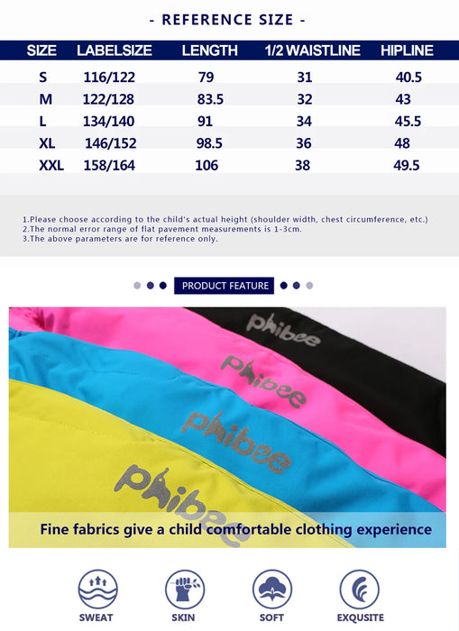 Girls Winter Ski Pants Overall Pants and Tracksuits for Children