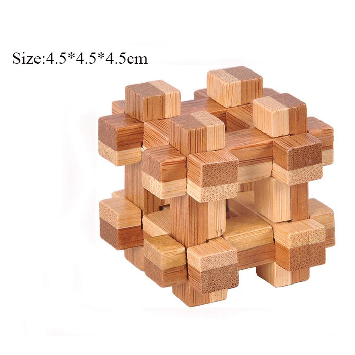 Small Lu Ban Lock IQ Brain Teaser Educational Toy for Kids Children Wooden Kong Ming Unlock Toys Adult Montessori 3D Puzzle Game