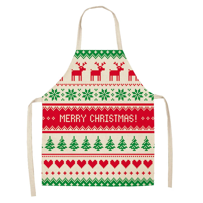 Linen Merry Christmas Apron Christmas Decorations for Home Kitchen