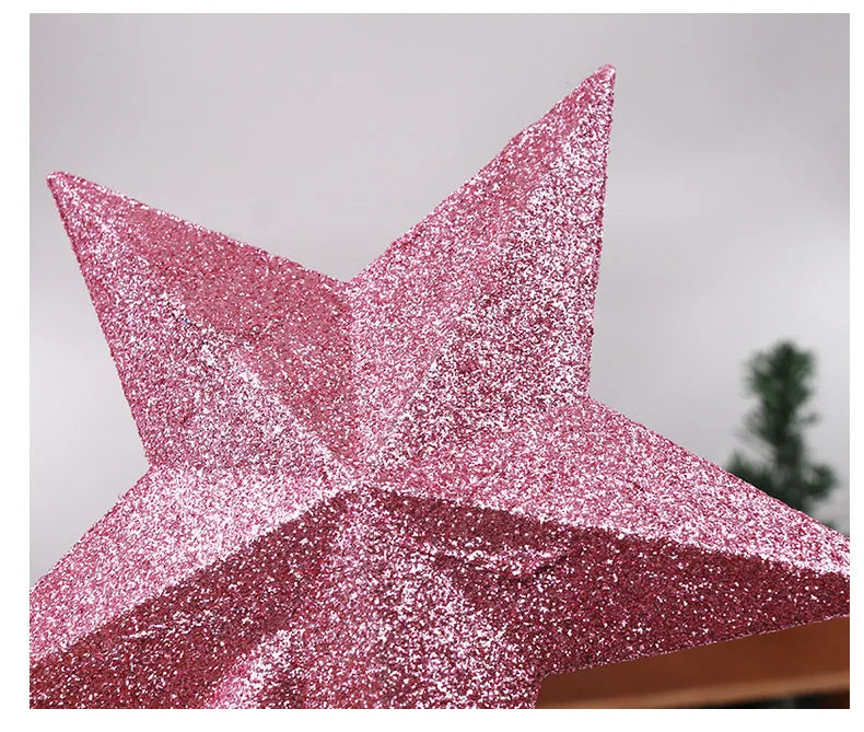Christmas Tree Top Star Decorations, Shiny Gold Powder, Five-Pointed Star
