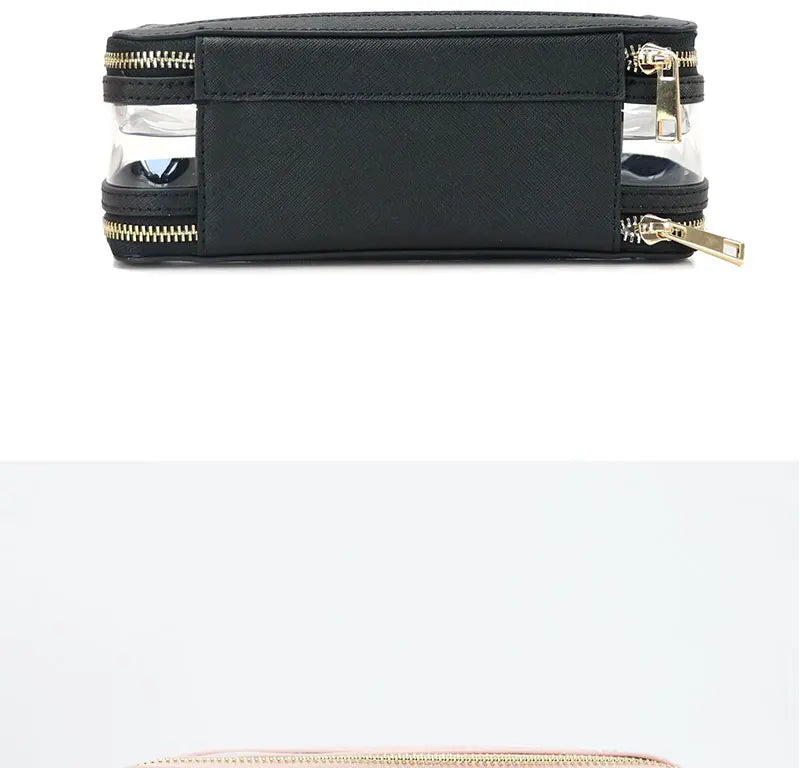 Custom Letters Saffiano Leather Cosmetic Bag Portable Capacity