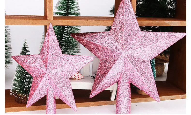 Christmas Tree Top Star Decorations, Shiny Gold Powder, Five-Pointed Star