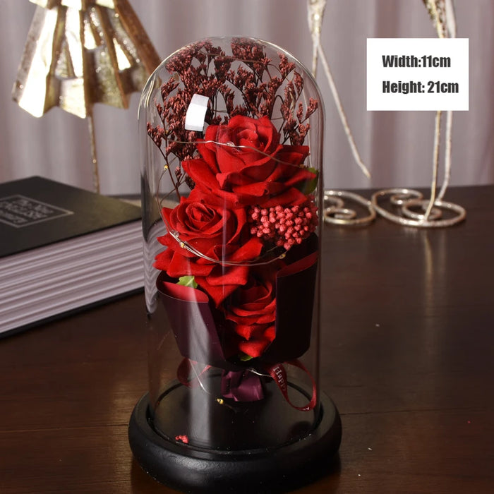 1pc Rose LED Eternal Flower Rose Artificial Flower Christmas Wedding Valentine's Day Birthday Gift Home Decor