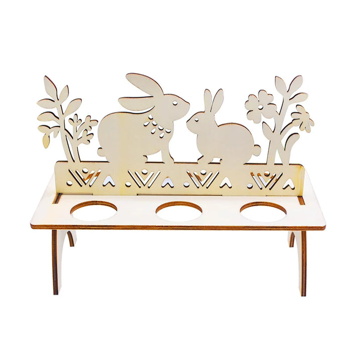 Easter Decoration for Home Wooden Easter Egg Holder Shelves DIY Craft Handmade Ornaments Kids Gift Happy Easter Party Decor 2025