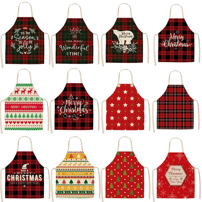 Linen Merry Christmas Apron Christmas Decorations for Home Kitchen