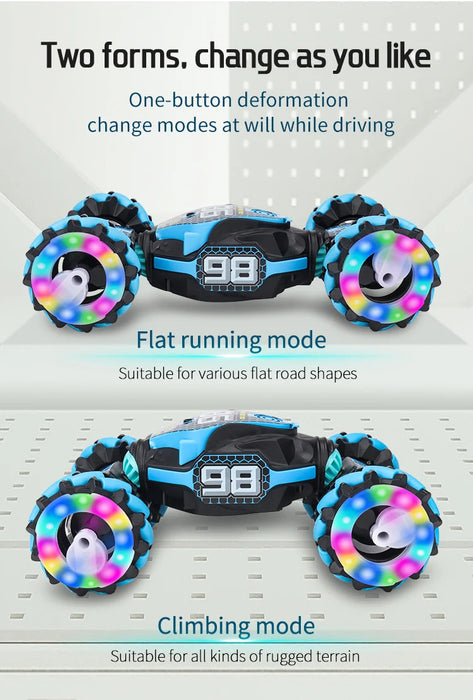 Rc Stunt Car Dual Remote Control Watch Gesture Sensor Drift 2.4GHz 4wd Rotation Deformation Electric Toy for Kids Boys Christmas
