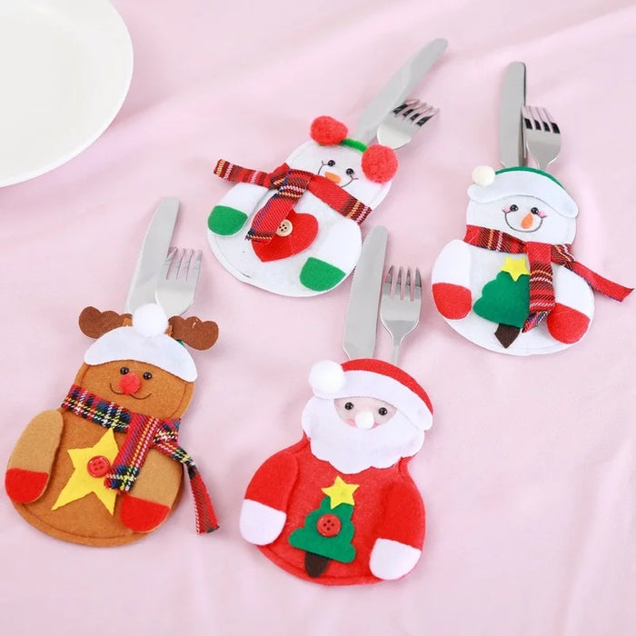 Christmas Knife And Fork Cover Christmas Sticker Hat
