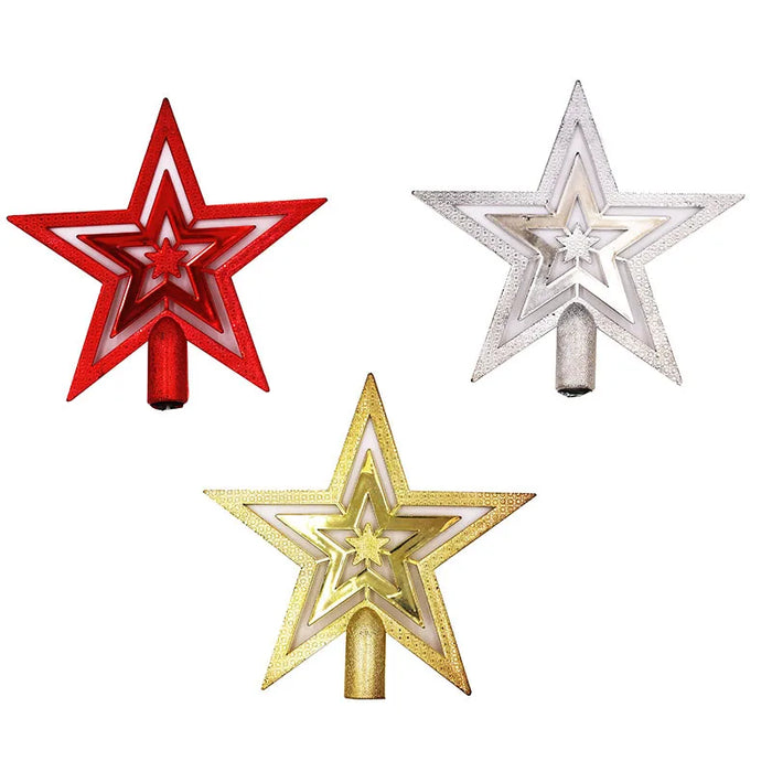 Christmas Tree Top Star Decorations, Shiny Gold Powder, Five-Pointed Star